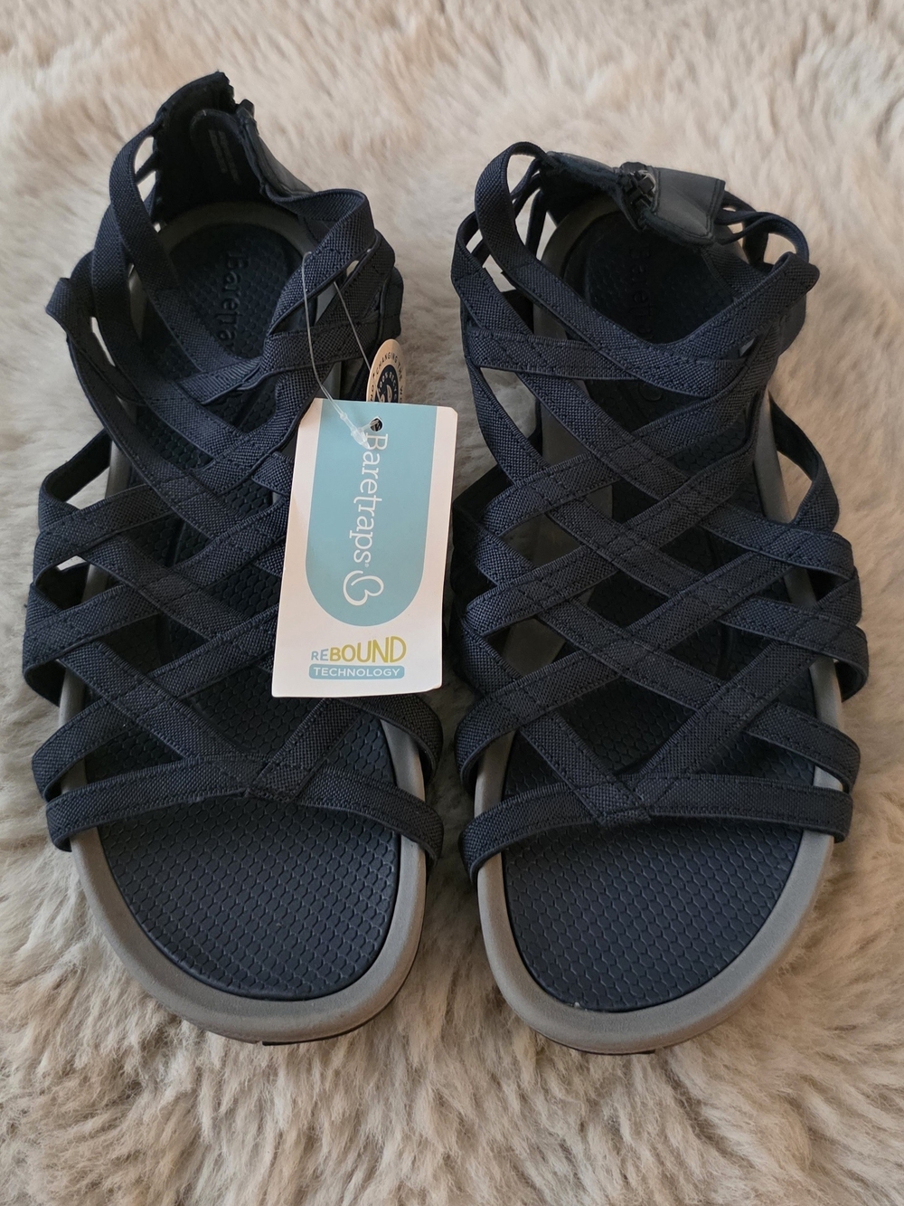 BareTraps Women's Navy Strappy Crisscross Sandals
